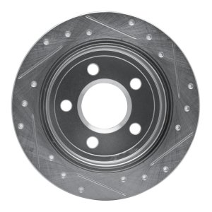 Buick Century Brake Rotor (1) - Rear Left - R1 Concepts - Drilled & Slotted - Silver - `97-`05